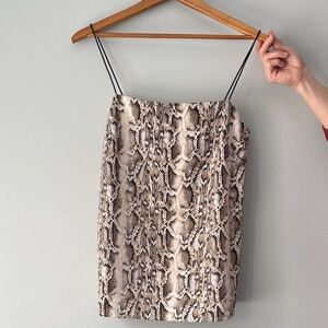 Madison Snake-Print Mini Skirt in Beige and Brown